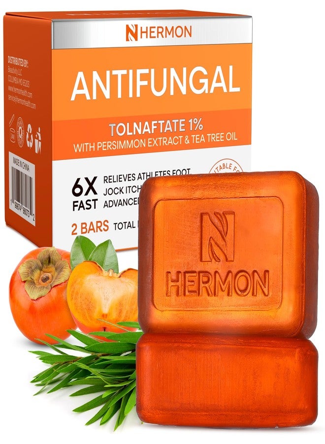 Hermon Antifungal Soap with Persimmon Extract: Antifungal Treatment for Ringworm, Jock Itch & Athlete’s Foot – Persimmon Soap for Odor-Control, Purifying & Deodorizing Nonenal Odor 8oz/2Bars - Image 1